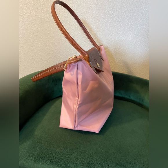 Longchamp Pink Tote with Brown Handles - Picture 10 of 12
